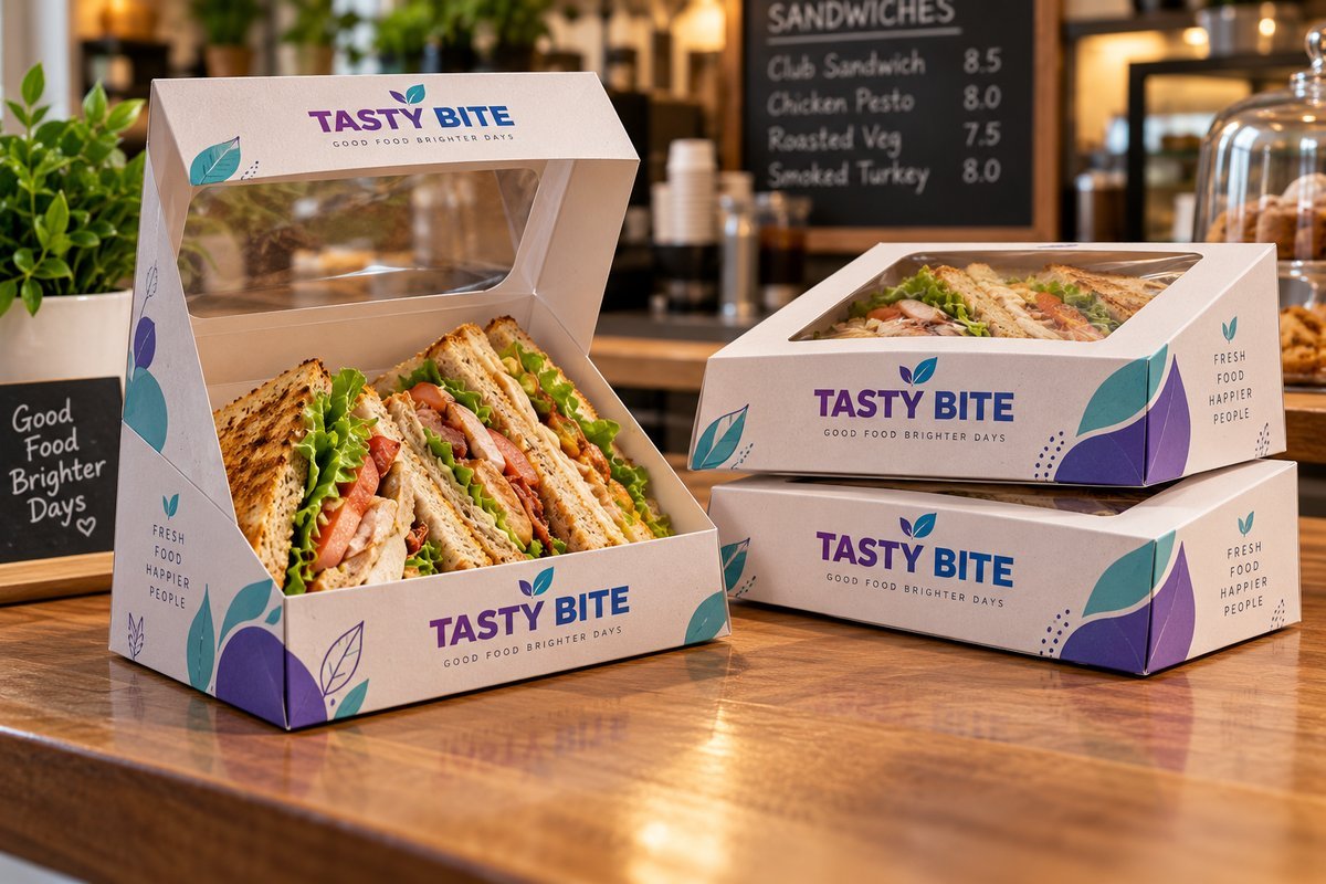Custom printed club sandwich box in Oman - ADO The Creative Agency
