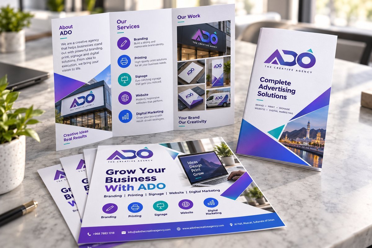 Flyer and brochure printing in Oman - ADO The Creative Agency