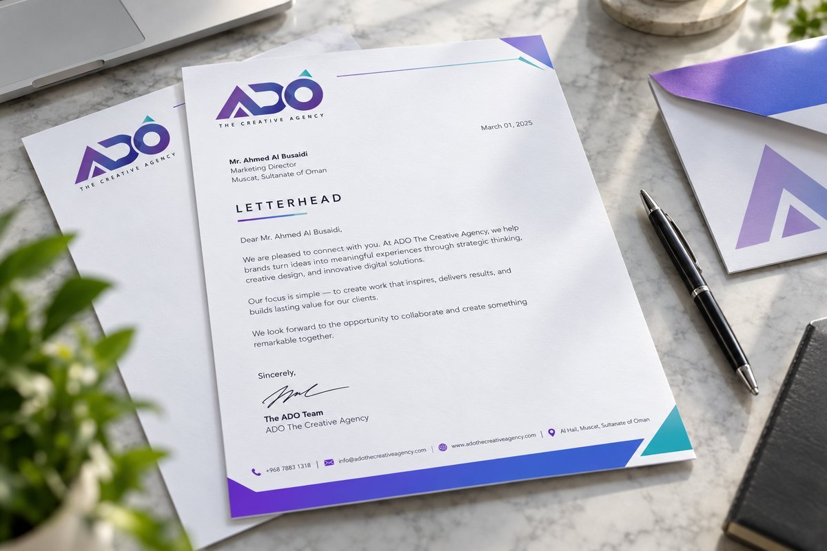 Letterhead printing in Oman - ADO The Creative Agency