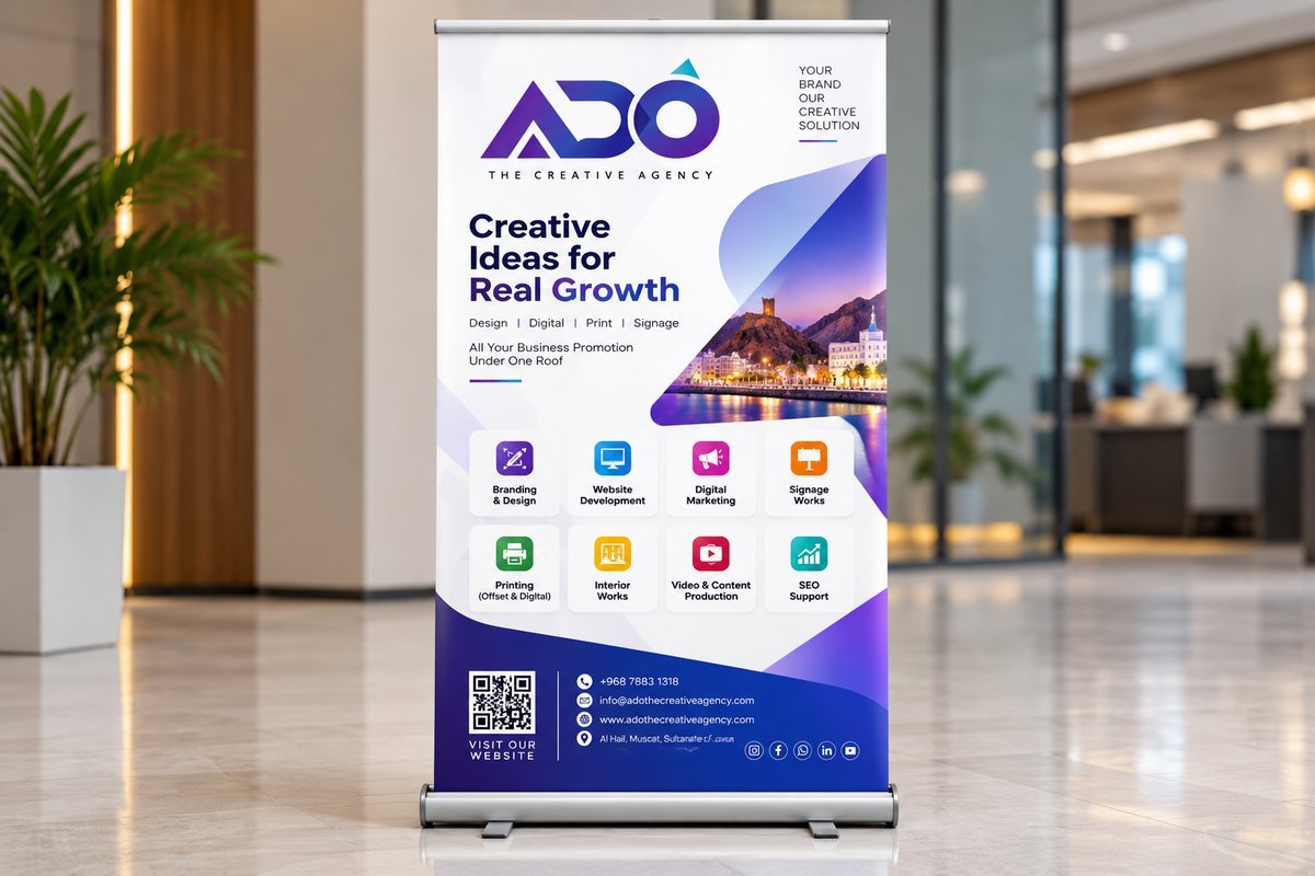 Roll-up banner printing in Oman - ADO The Creative Agency