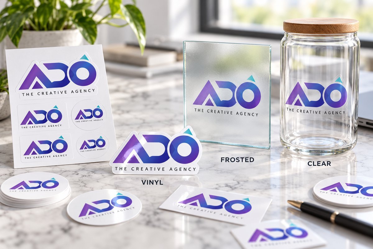 Vinyl, frosted and clear sticker printing in Oman - ADO The Creative Agency
